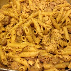 Pasta with chicken in a creole mustard sauce