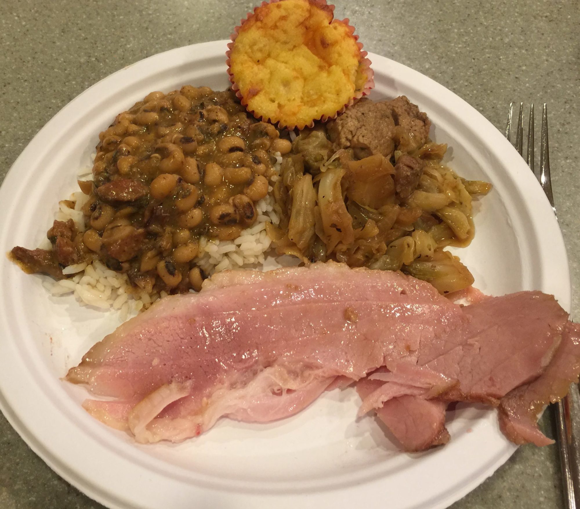 Black eye peas with ham and cabbage