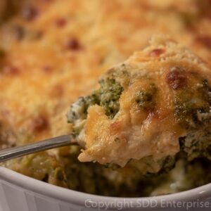 Broccoli and cheese casserole with mushrooms