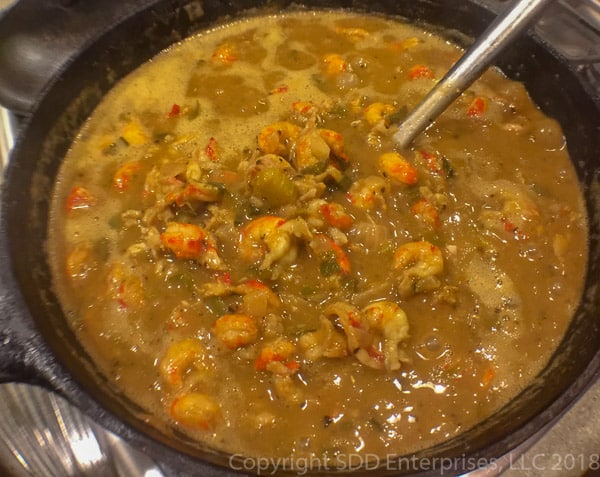 Crawfish smothering in gravy