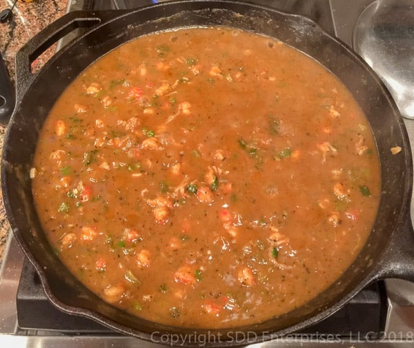 smothering crawfish tails in gravy