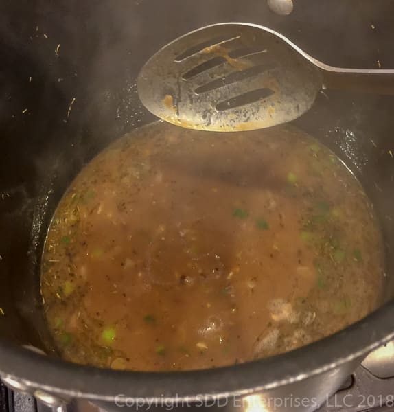 Blending vegetables and roux with stock