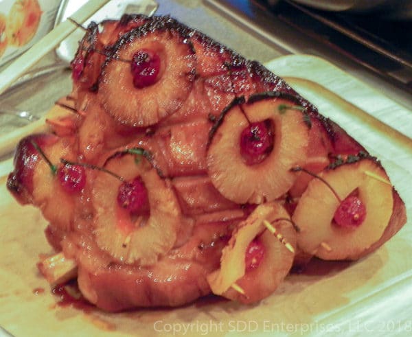 Baked Ham-1 Baked Ham with pineapples and cherries and glaze