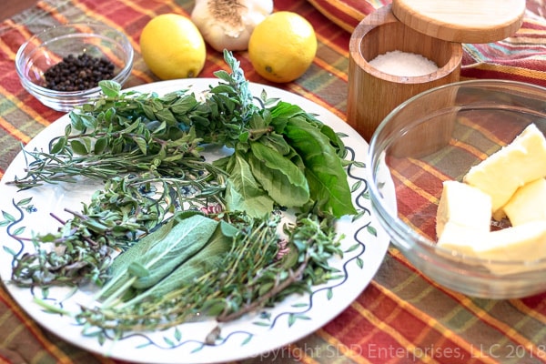 Ingredients for herb butter paste
