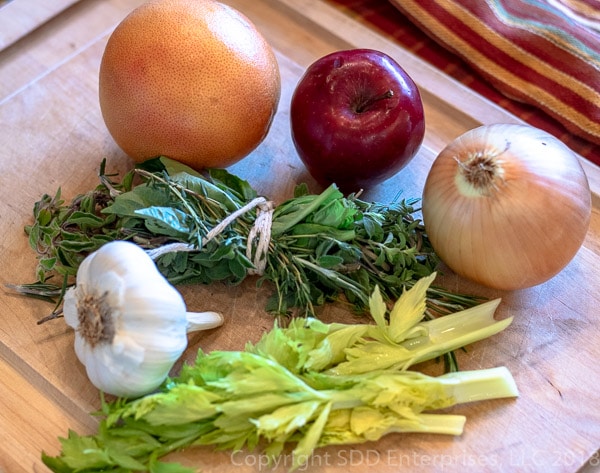 Ingredients to stuff in herb roasted turkey cavity