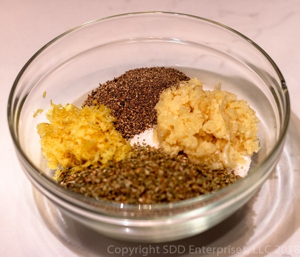 Dry brine ingredients for a herb roasted turkey