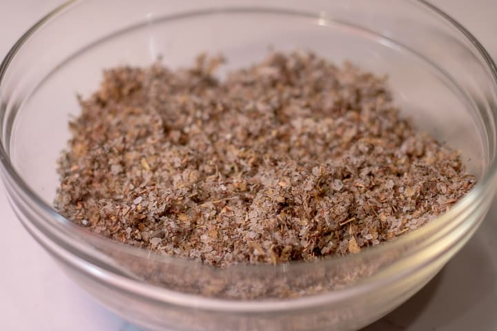 ingredients mixed for turkey dry rub in a glass bowl