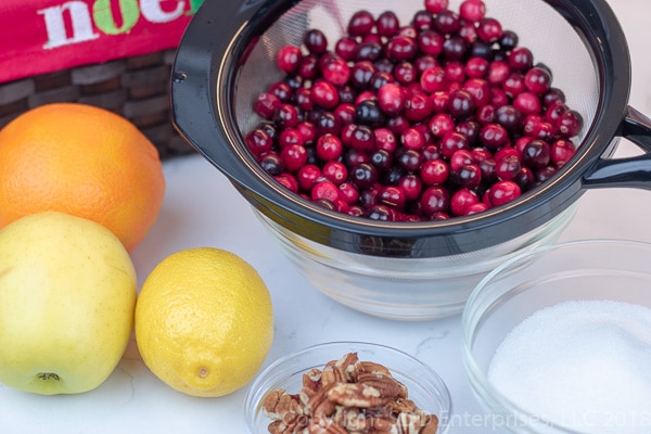 ingredients for cranberry relish