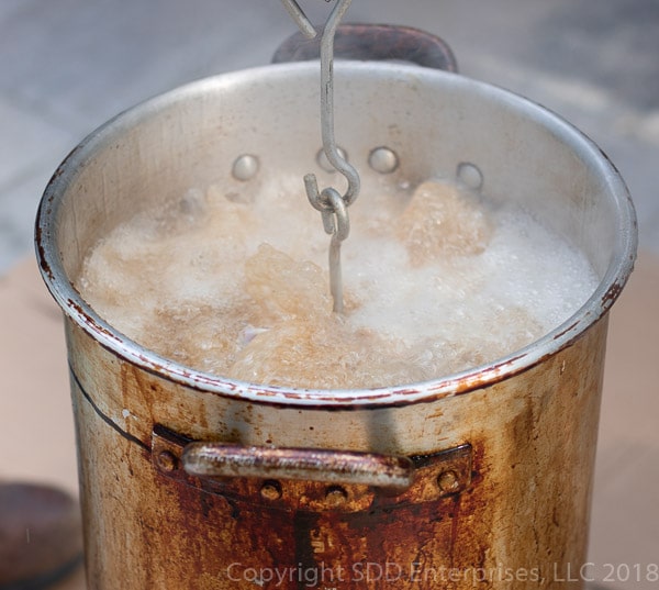 hot oil churning after the turkey goes in