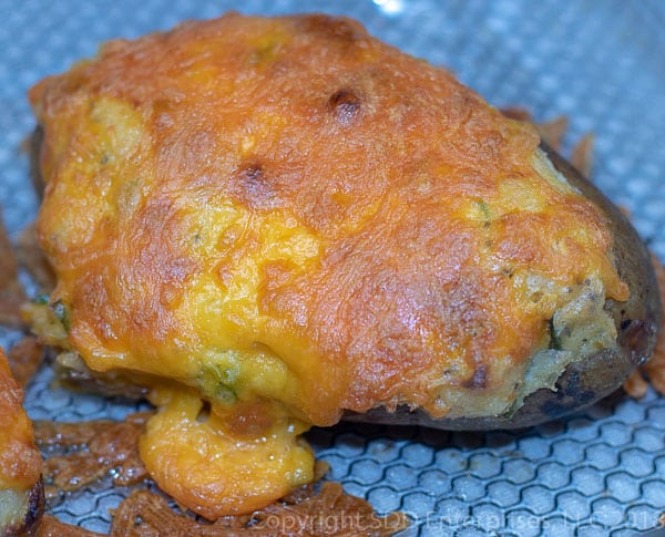 Twice baked potato out of the oven