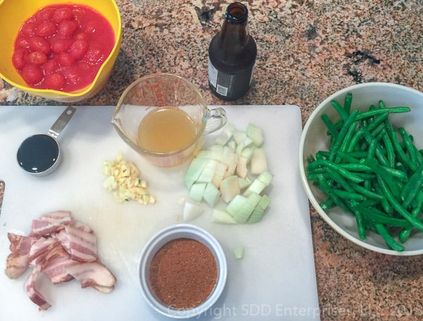 prepared ingredients for creole green beans