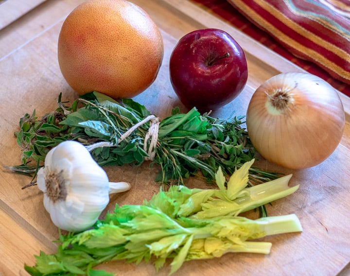 fruit and vegetable to stuff turkey cavity