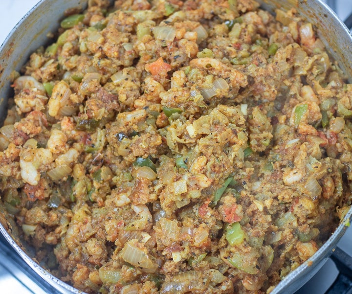 Mirliton and Shrimp Dressing First...you have a beer