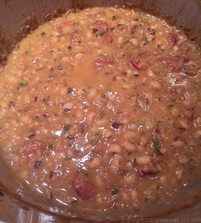 black-eyed peas in a stockpot