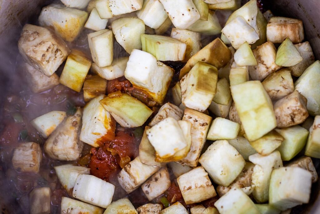 Creole Eggplant Casserole with Shrimp First...you have a beer