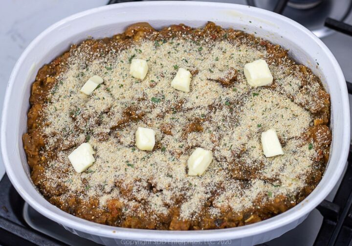 Creole Eggplant Casserole with Shrimp First...you have a beer