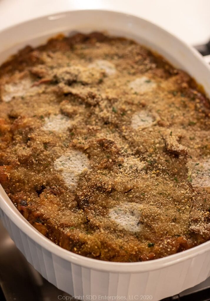 Creole Eggplant Casserole with Shrimp First...you have a beer