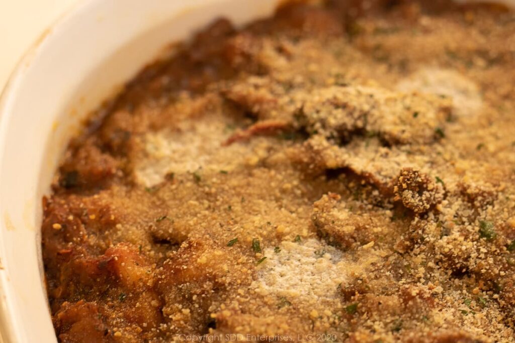 Creole Eggplant Casserole with Shrimp First...you have a beer