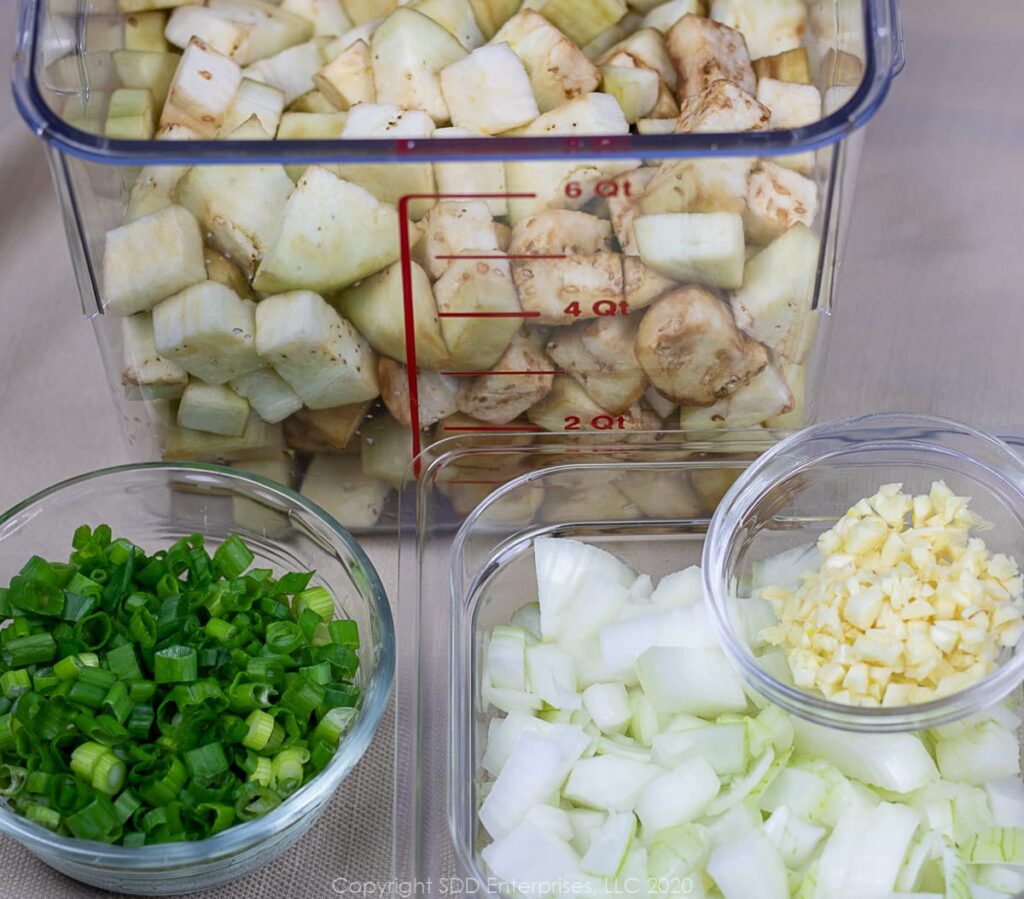 Creole Eggplant Casserole with Shrimp First...you have a beer