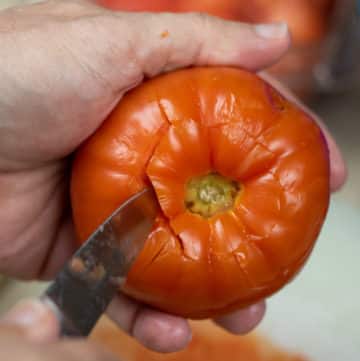 Destemming a tomato