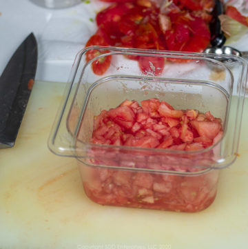 chopped tomatoes in a prep bowl