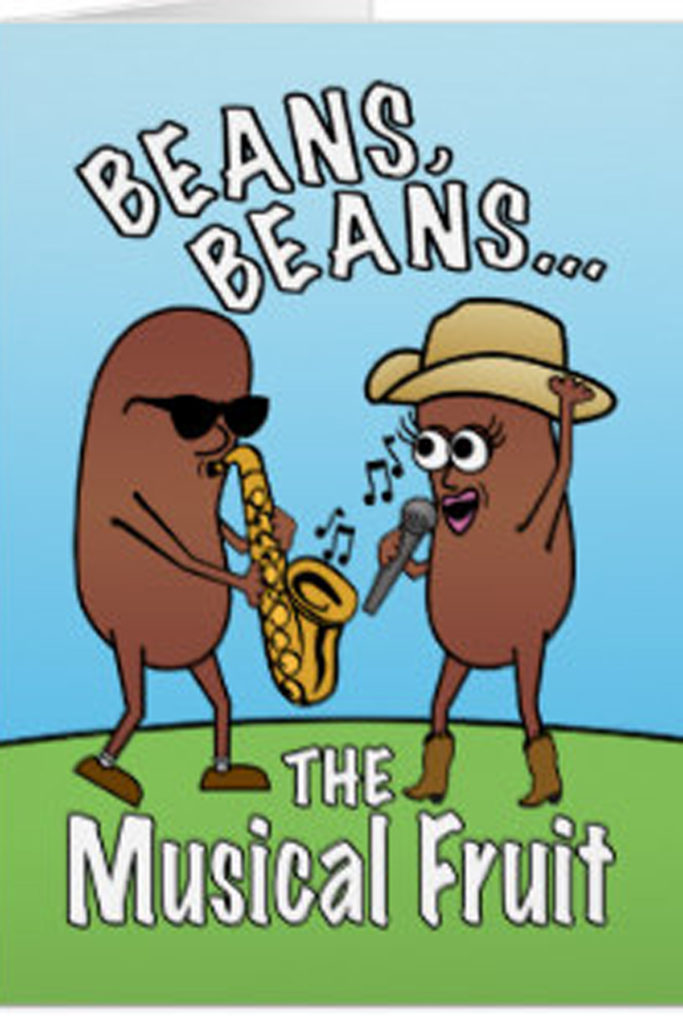 cartoon of beans playing music