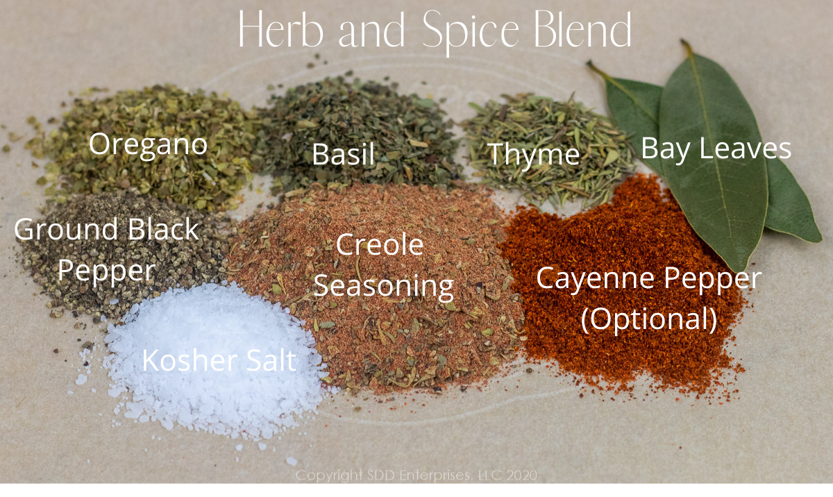 herbs and spices for crawfish eggplant rollatini