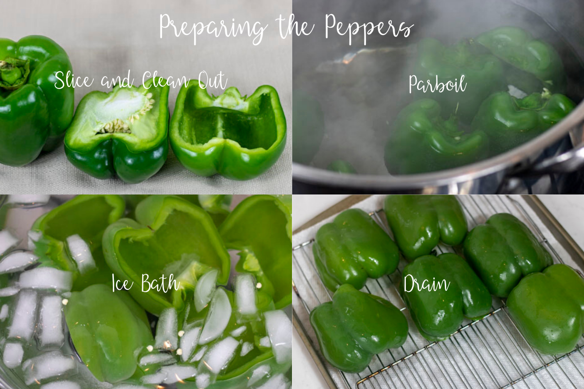 four steps to parboil a pepper with graphics