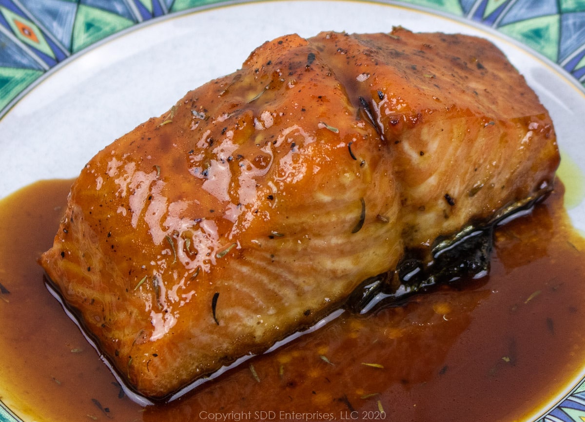 salmon with cane syrup sauce