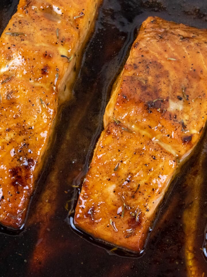 baked salmon with cane syrup sauce