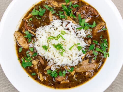 Chicken and Andouille Gumbo (Gumbo Ya-Ya) | First...you have a beer