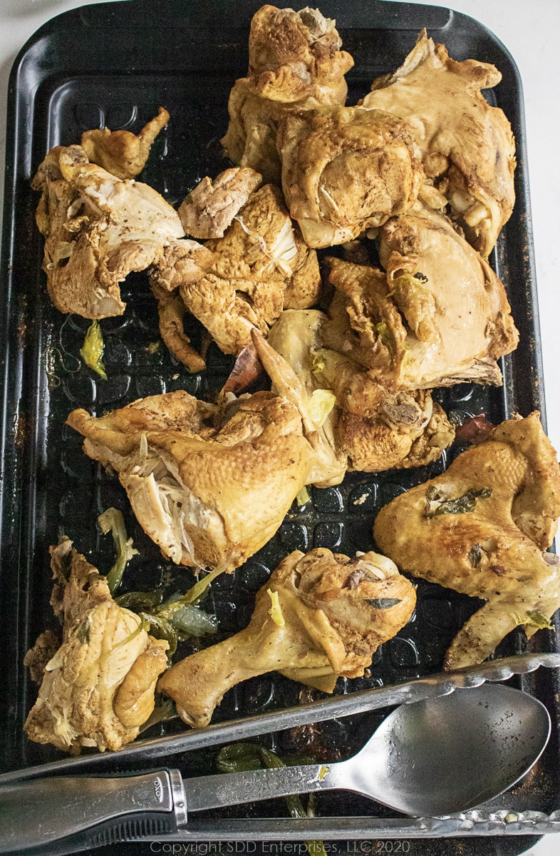 cooked chicken on a prep board