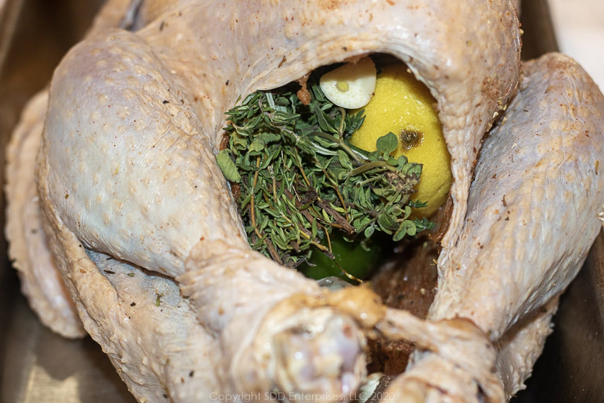 turkey cavity stuffed with aromatics