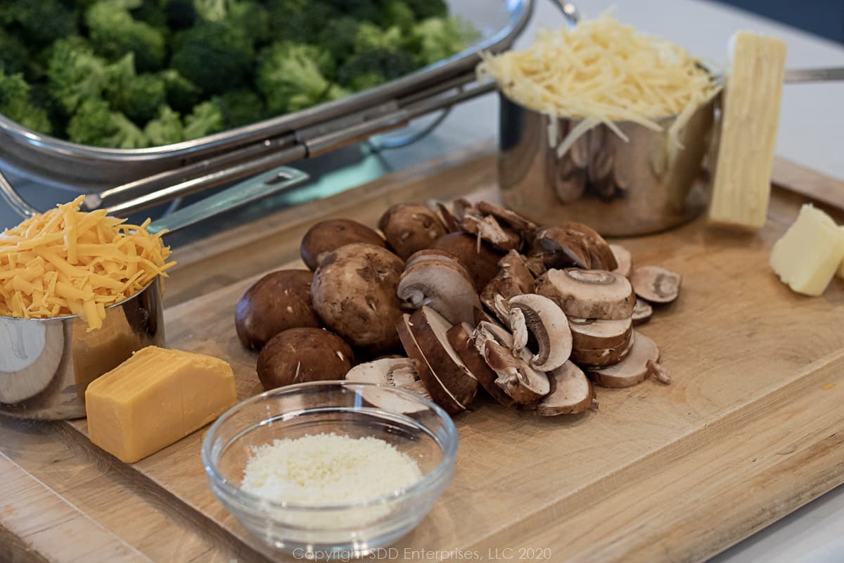 prepared ingredients for broccoli casserole