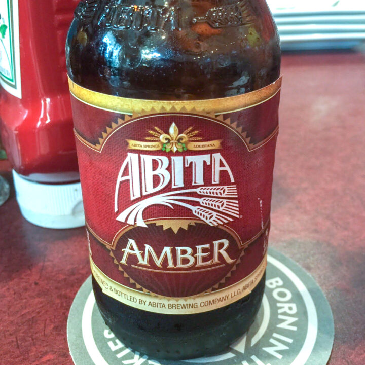 bottle of abita amber beer on a coaster