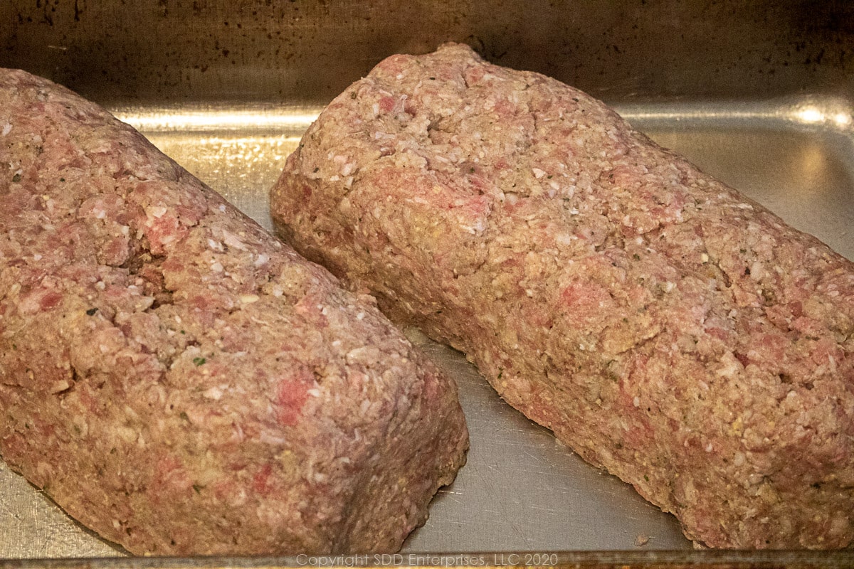 meatloaves in a baking pan ready for the oven