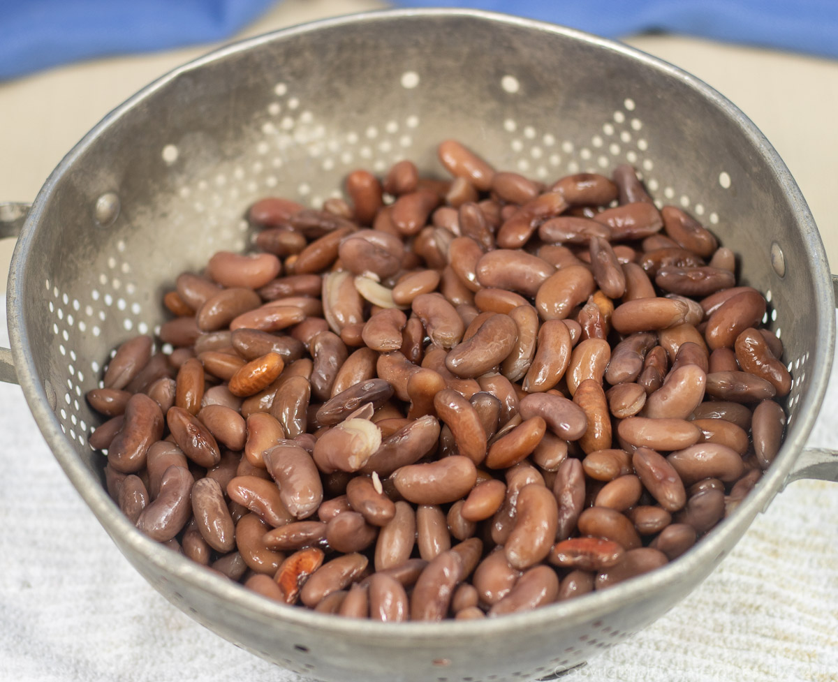 soaked red kidney beans in a colander