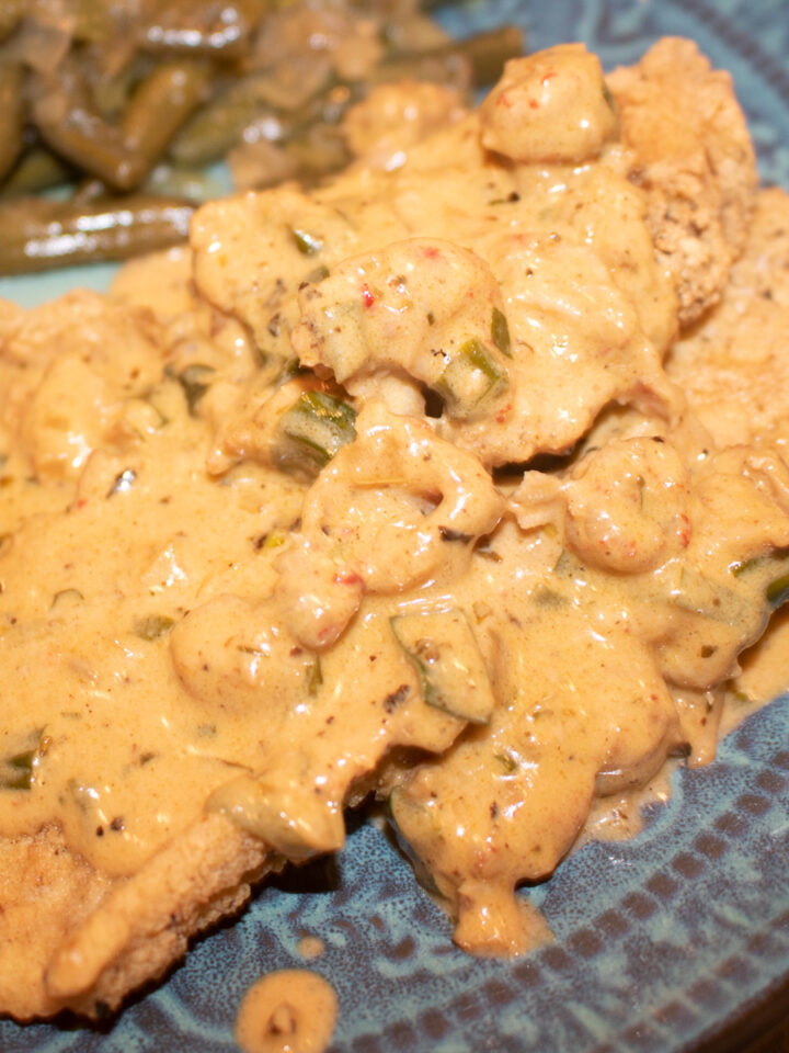 Crawfish Cream Sauce over fried fish.