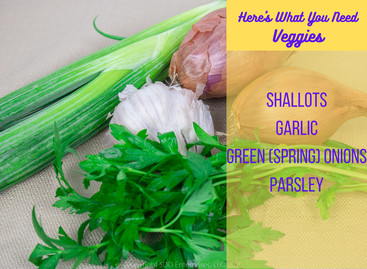 Shallots, garlic, green (spring) onions and parsley