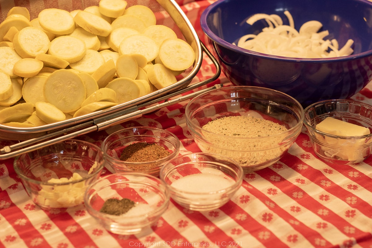 prepared ingredients for squash casserole