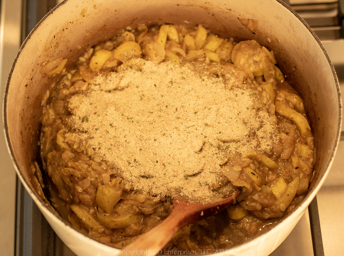 breadcrumbs added to sautéed yellow squash