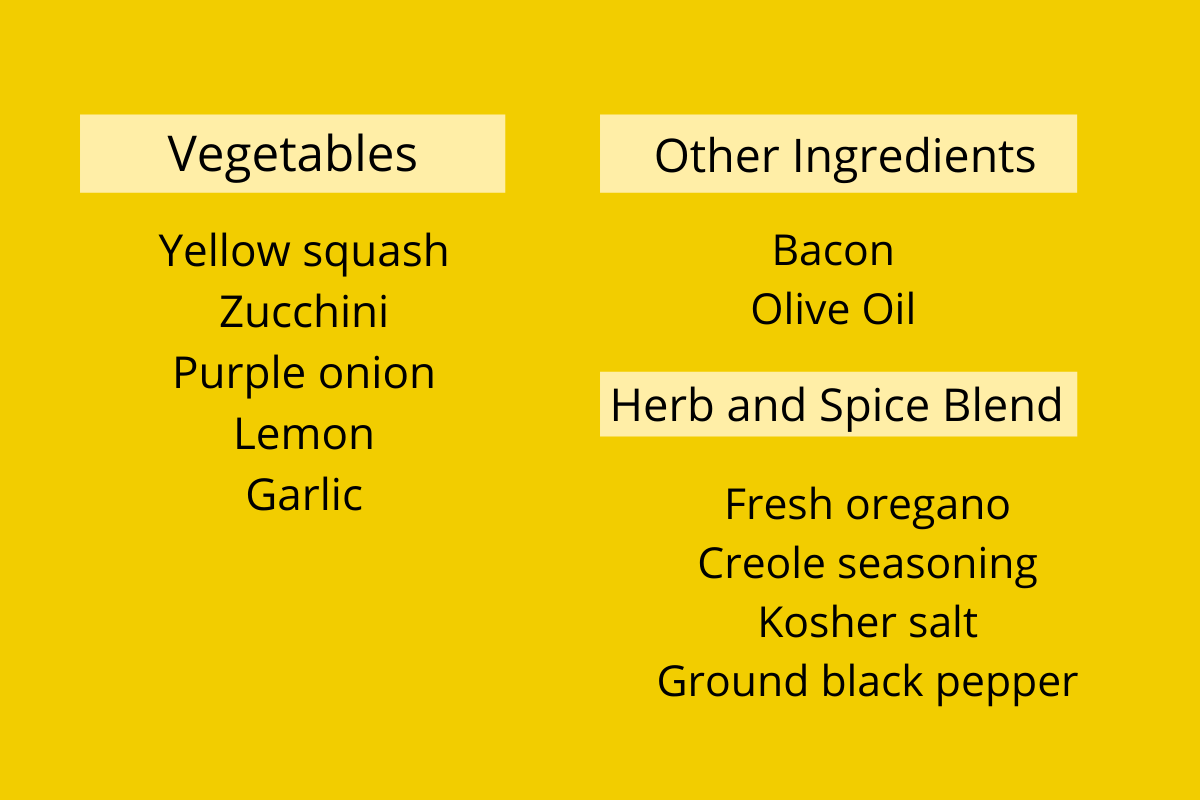 ingredient list for sautéed squash