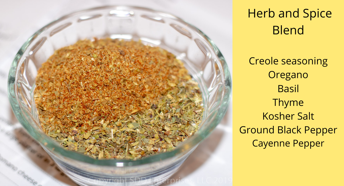 herbs and spices in a prep bowl