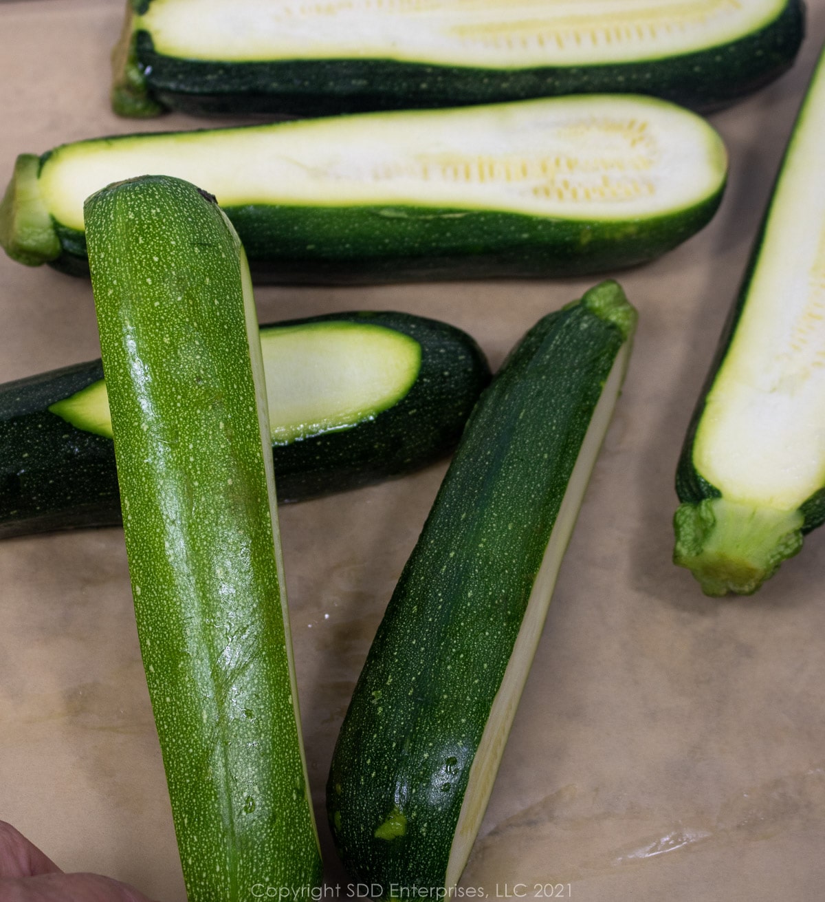 zucchini sliced for stffing