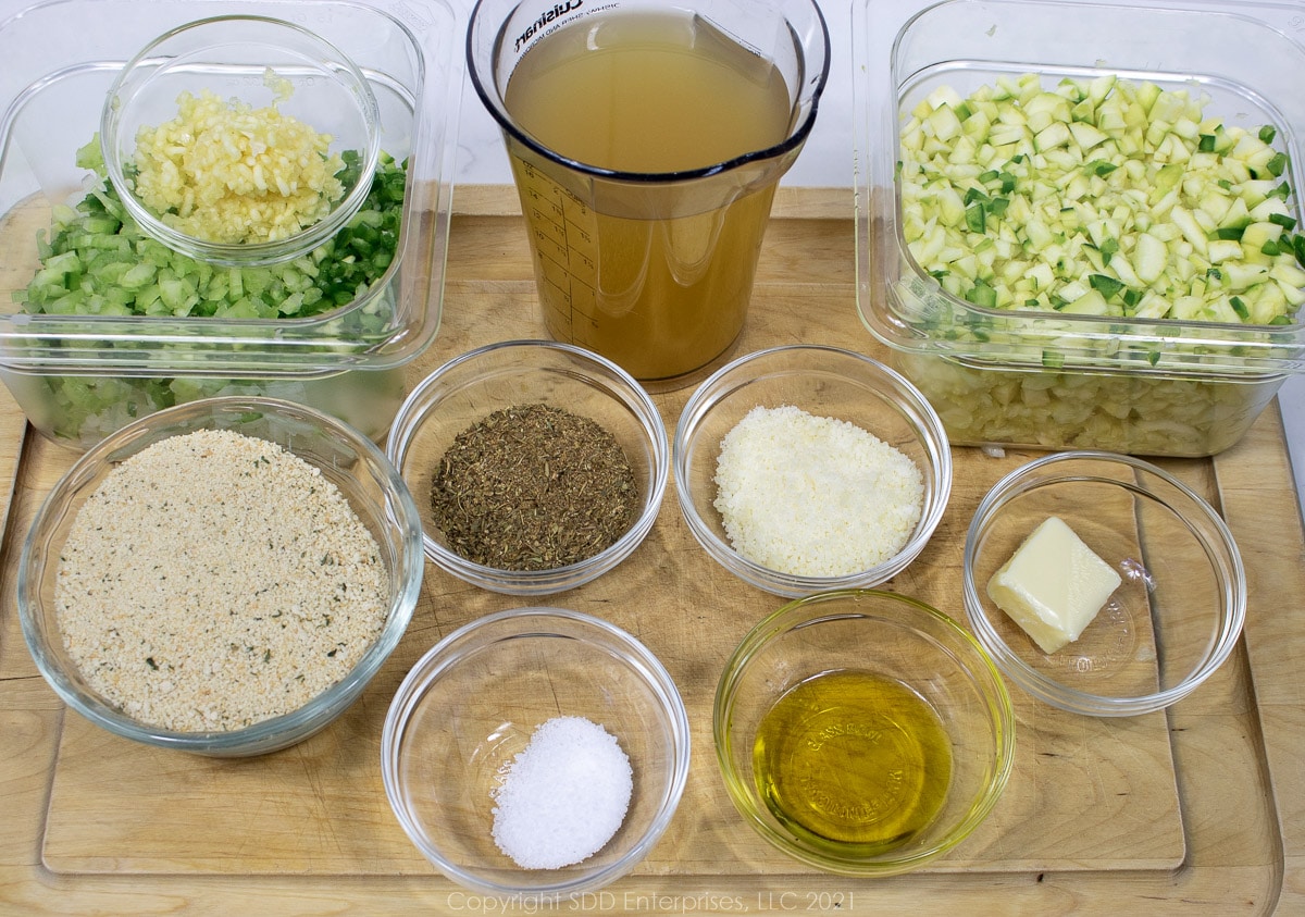 prepared ingredients for stuffing zucchini