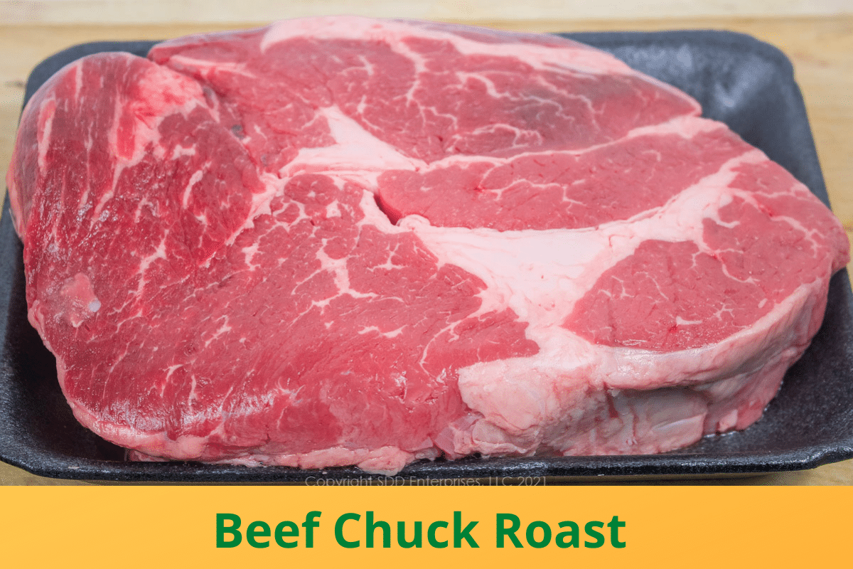 uncooked beef chuck roast on a platter