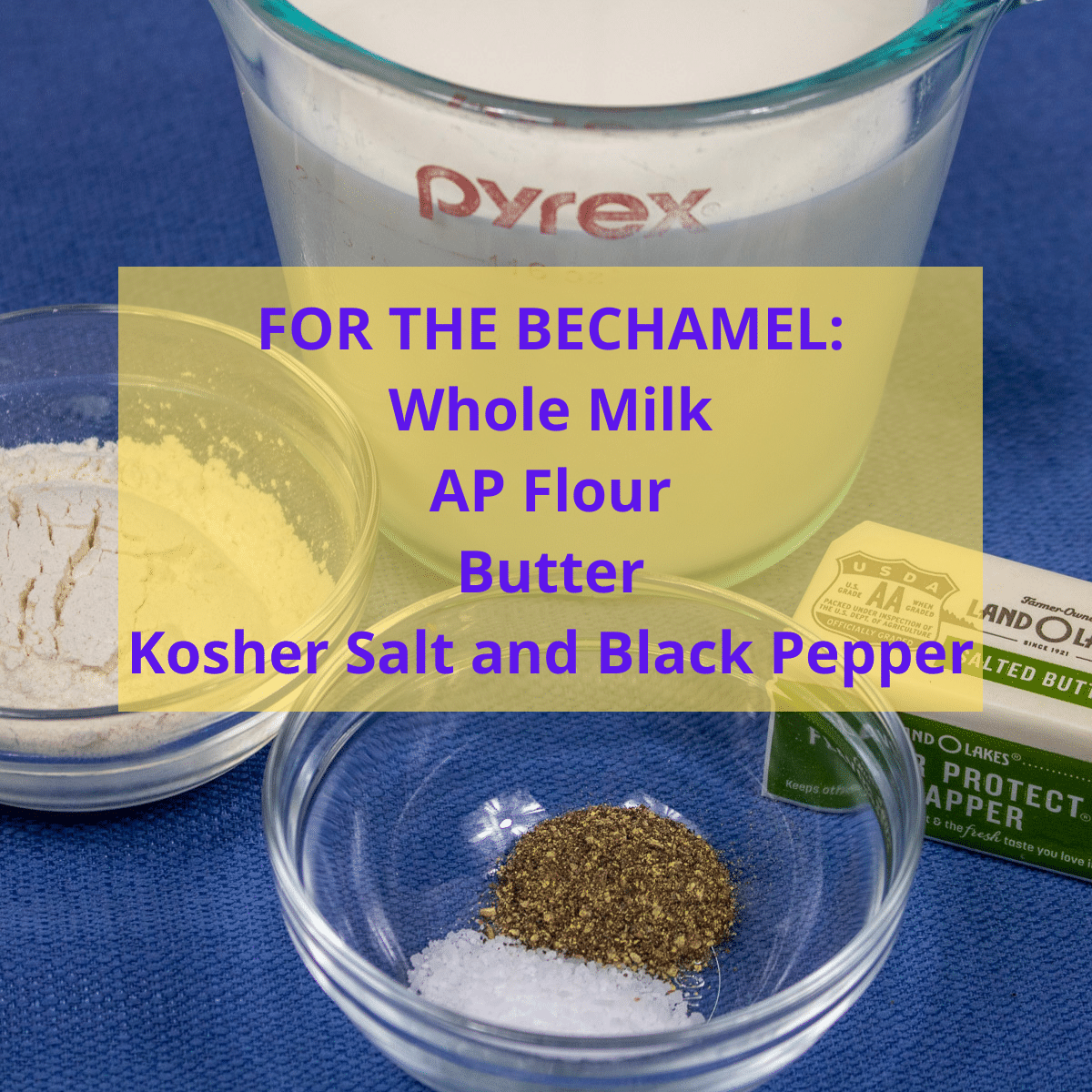 ingredients for béchamel sauce