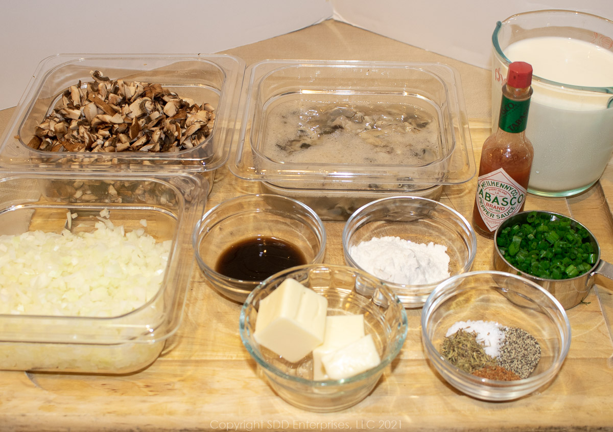 prepared ingredients for oyster patties