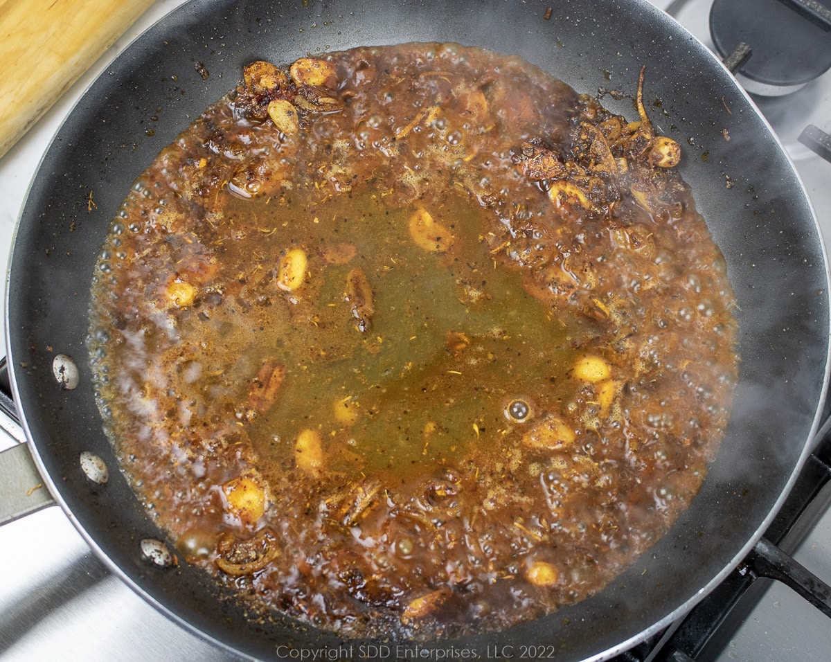 wine added to sautéing vegetables 