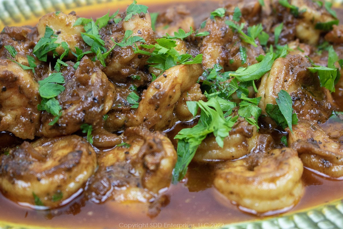 creole shrimp scampi with parsley garnish